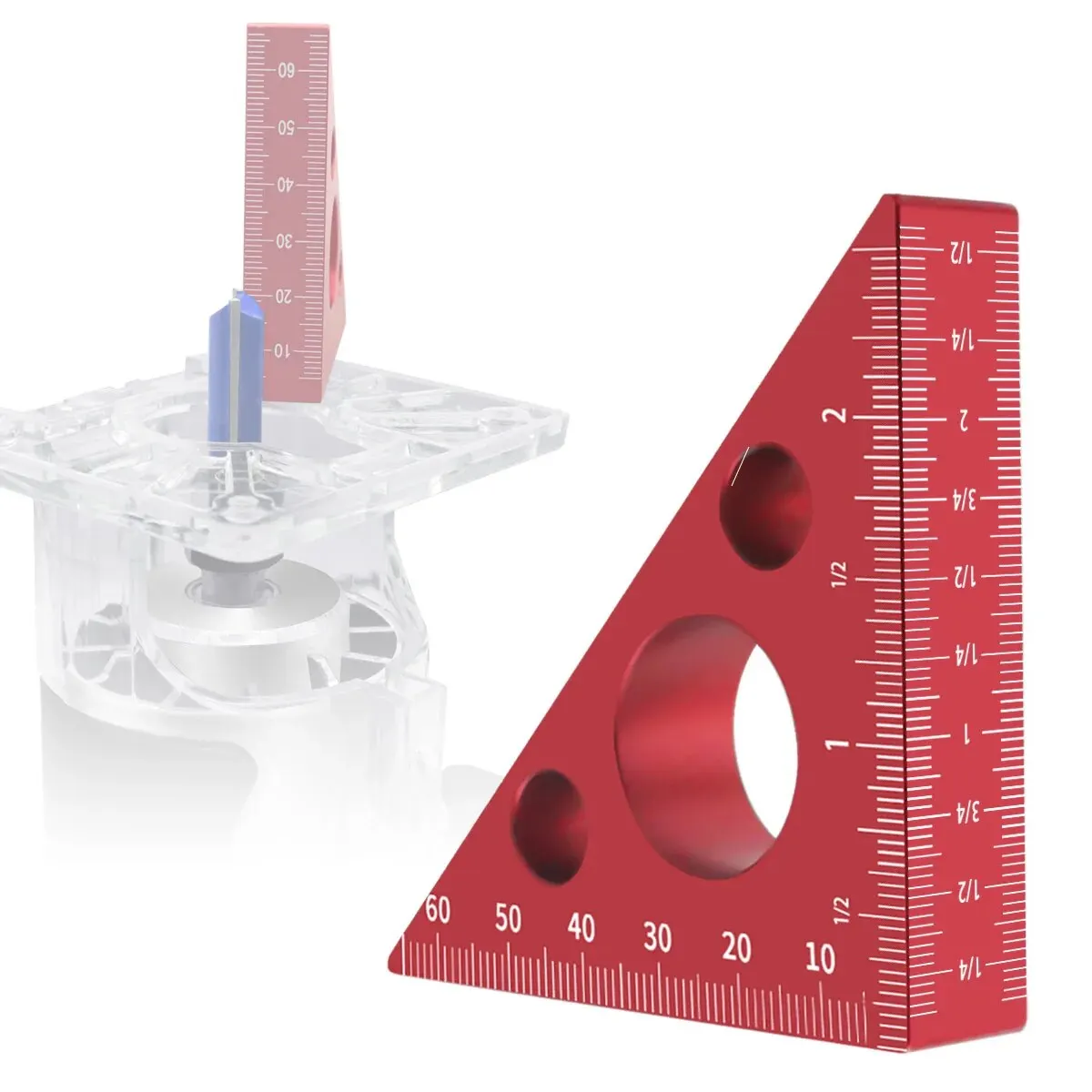 Triangle Ruler 45/90 Degree Metric Scale Precision Angle Ruler Aluminum Thickened Height Ruler Multifunction Woodworking Tool