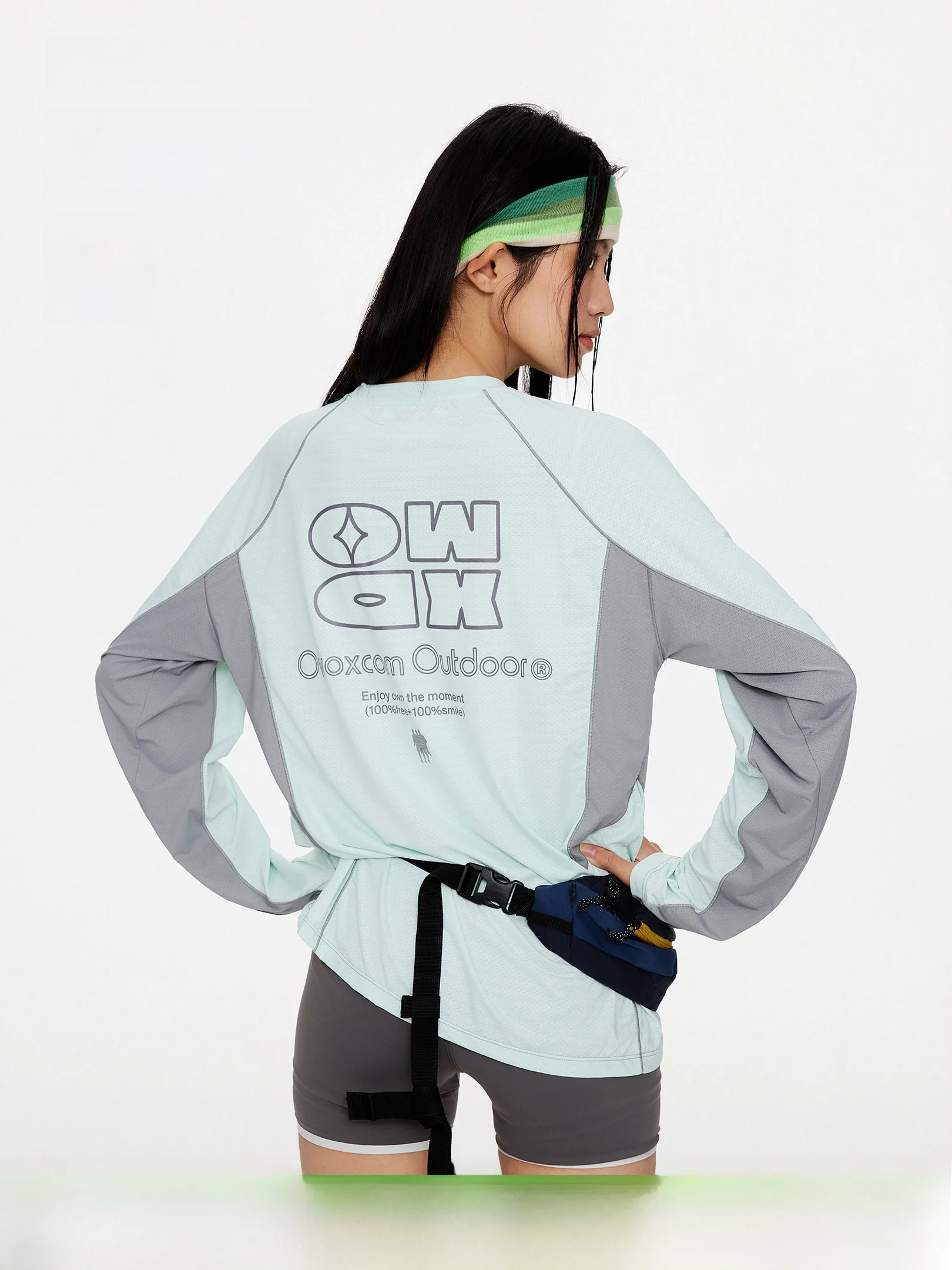 

Женская футболка Ox Outdoor Moisture ng Qui Dry Splice Color Block с длинным рукавом, свободного кроя, с принтом, для пар, весенняя, прохладная