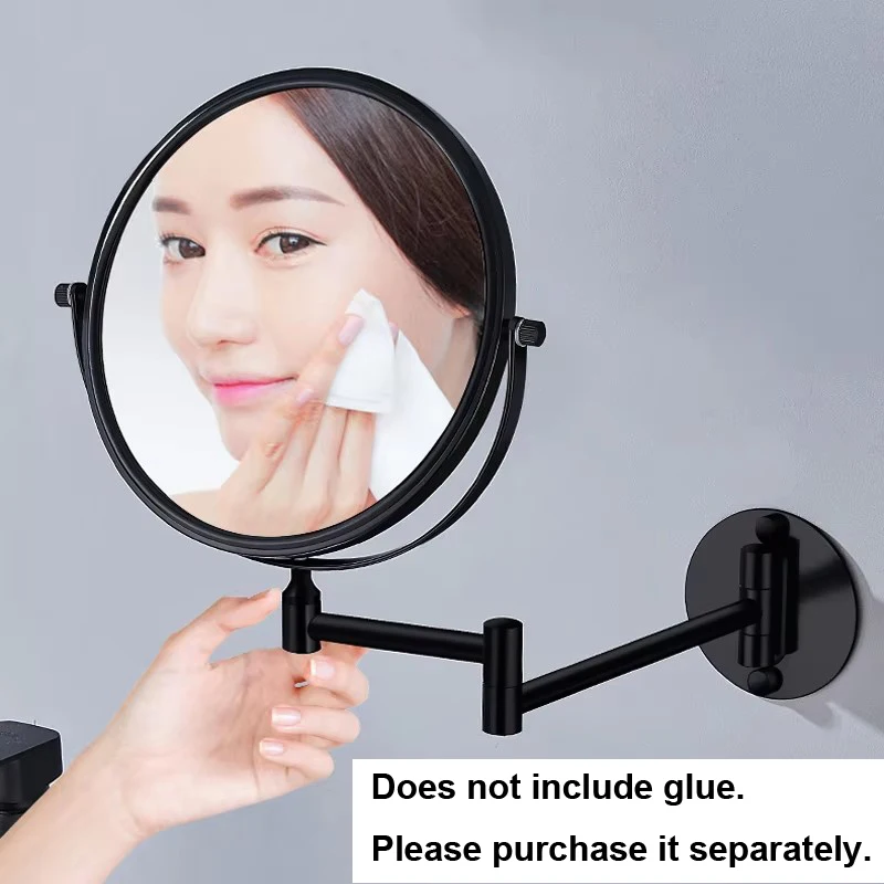 Gold/Black Frame 360 Degree Rotation Double-sided Circular Mirror Retractable and Fold Bathroom Mirror Wall Decorative Mirror