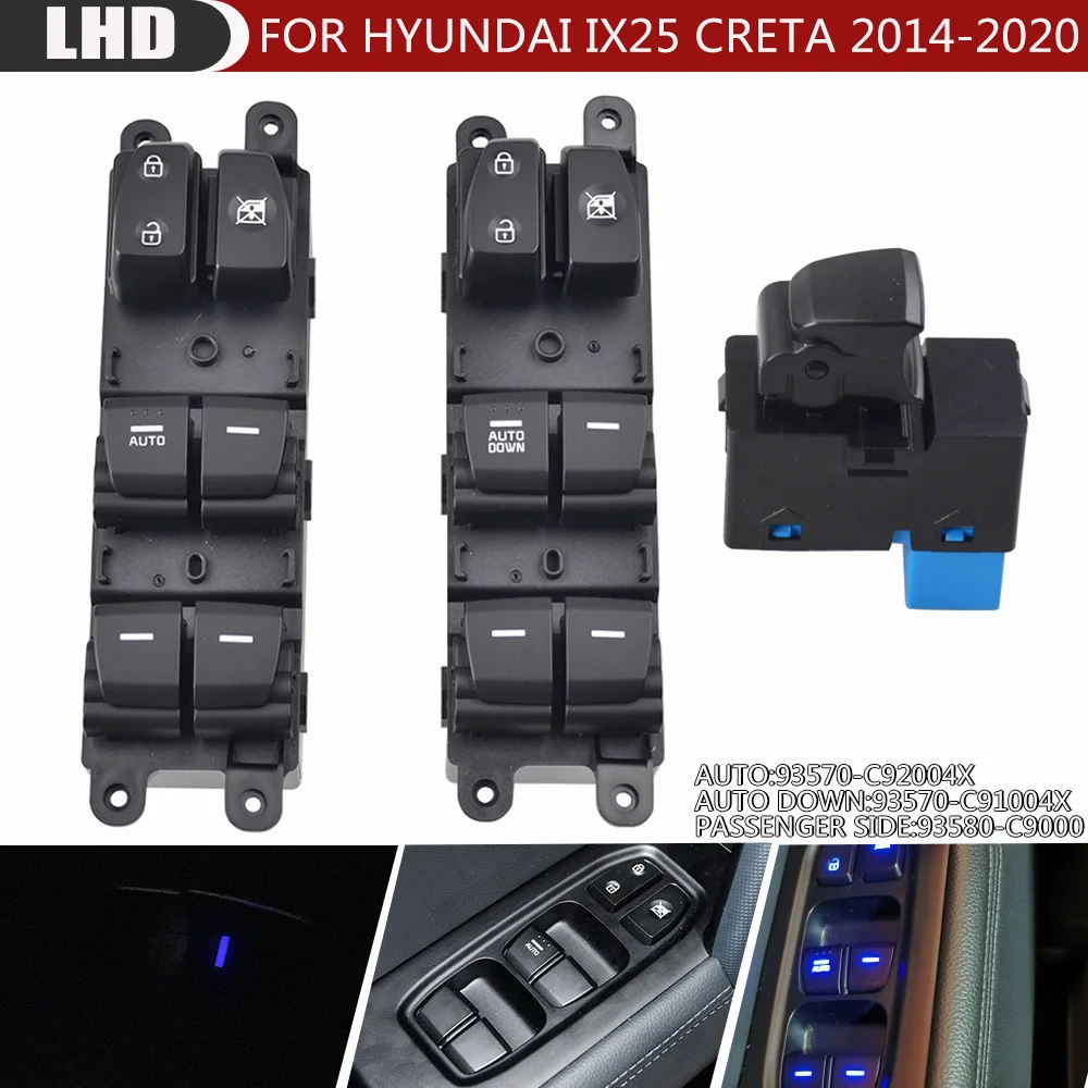 Przełącznik podnośnika szyby po stronie kierowcy Pasuje do Hyundai IX25 Creta 2014 2015 2016 2018 2019 2020