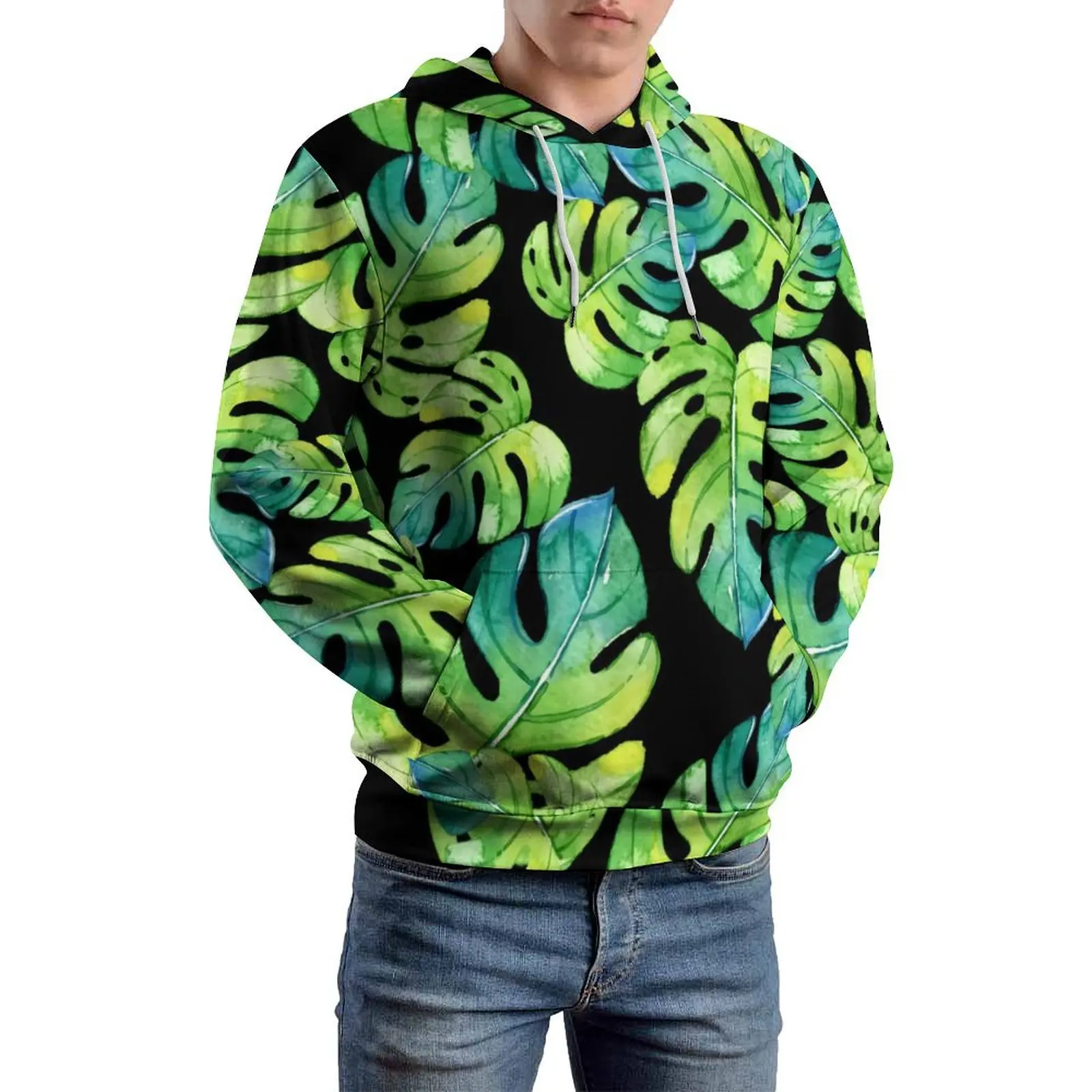 Tropical Leaf Casual Hoodies Long Sleeve Beach Palm Kawaii Hoodie Spring Loose Printed Oversized Clothes