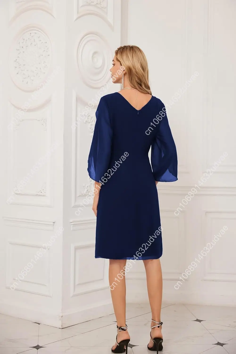 Womens Chiffon Dresses Flutter Sleeve Party Wedding Cocktail Dress Size 8-20