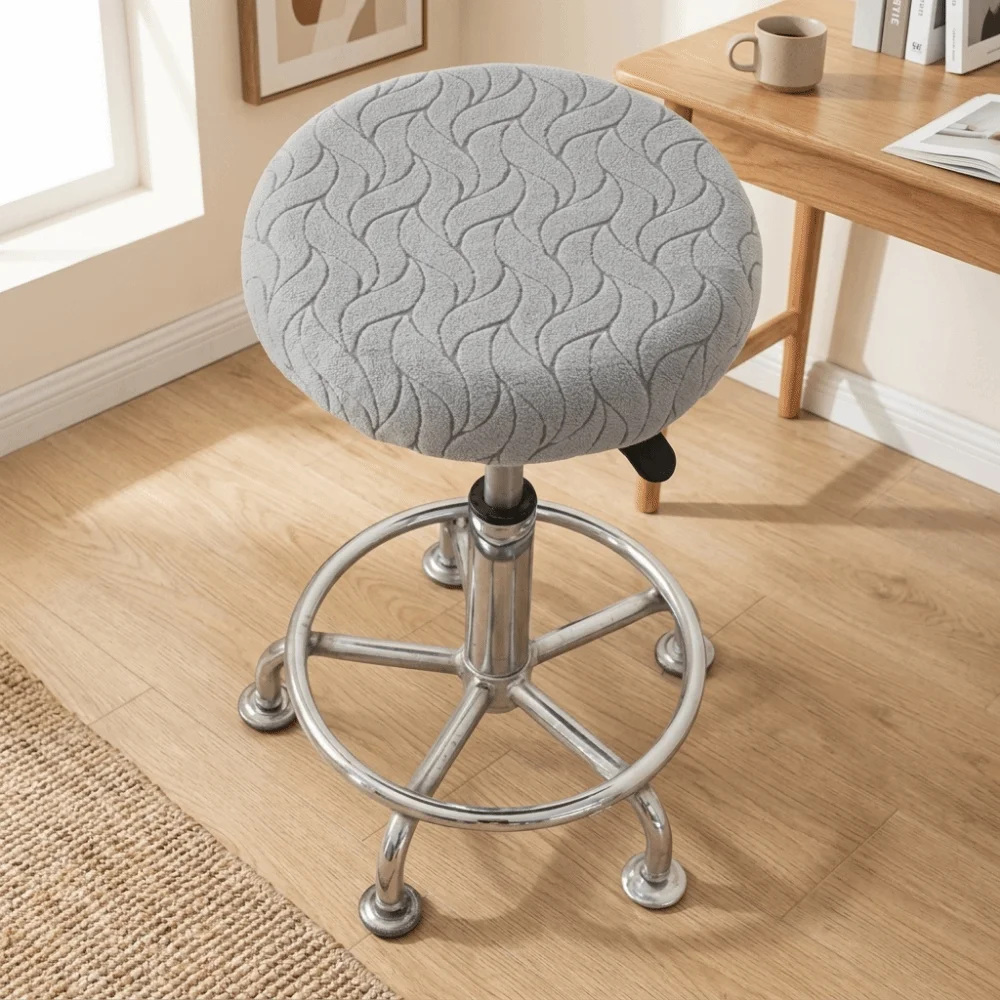 Universal Stretchable Bar Round Stool Cover 30-38cm Breathable Seat Protector Skin-Friendly Thickened Chair Slipcover Home Use