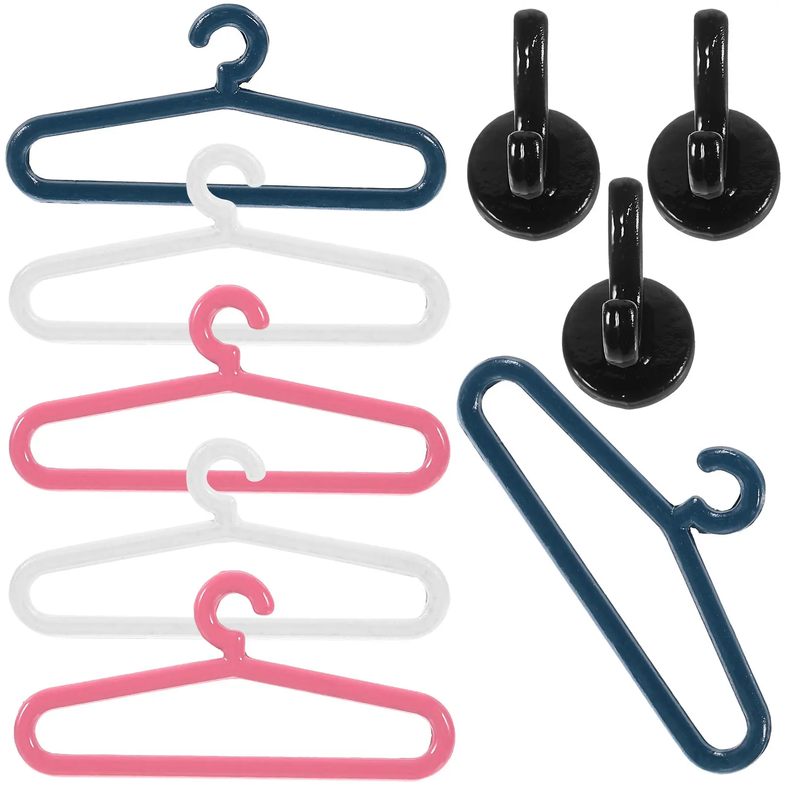 1Set Mini Hook with Hanger Set Dollhouse Mini Hangers Plastic Miniature Clothes Hangers for Tiny Home Decoration Fine Crafted