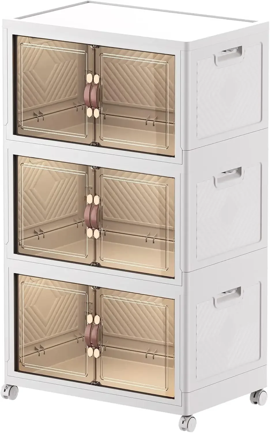 

Stackable Storage Bins with Lids and Double Doors Plastic Storage Box Collapsible Organizer with Wheels Large Folding Storage Co