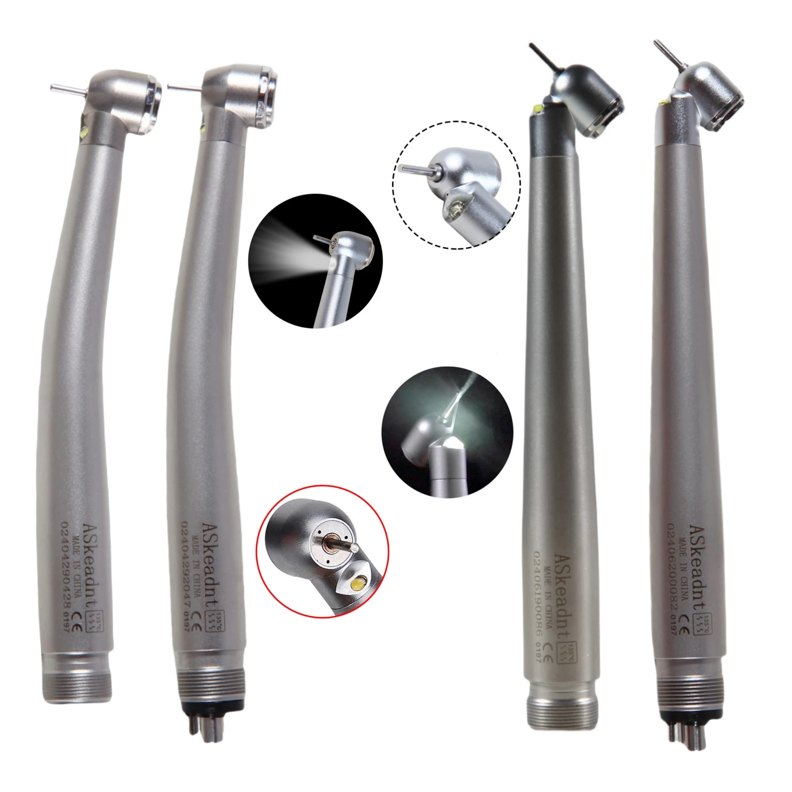 Dental High Speed Handpiece LED E-generator Surgical 45 /90 Degree Turbine 2/4Hole Push Button Fit KAVO NSK Style