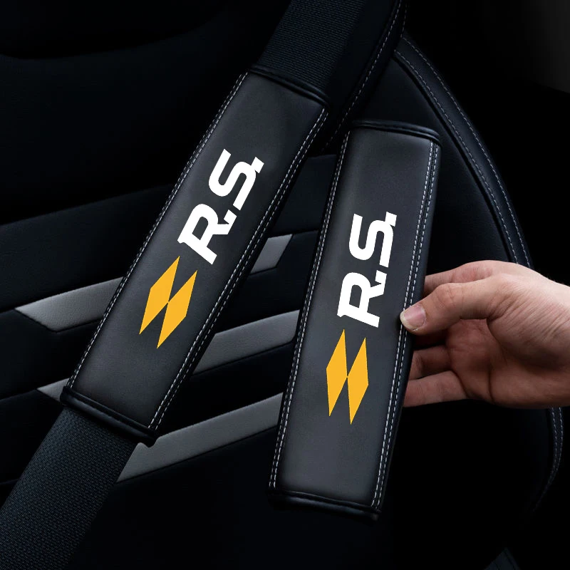 2Pcs Leather Car Safety Belt Shoulder Cover Pads for Renault RS Clio Scenic Logan Megane Koleos Sandero Arkana Car Accessories