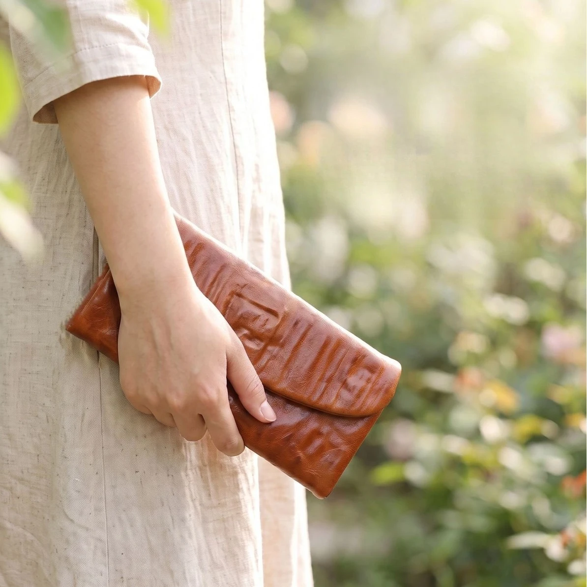 Genuine Leather Clutch Wallet for Men Women Vintage Wrinkle Cowhide Foldable Purse Multi Card Slots Coin Pouch Men's Long Wallet