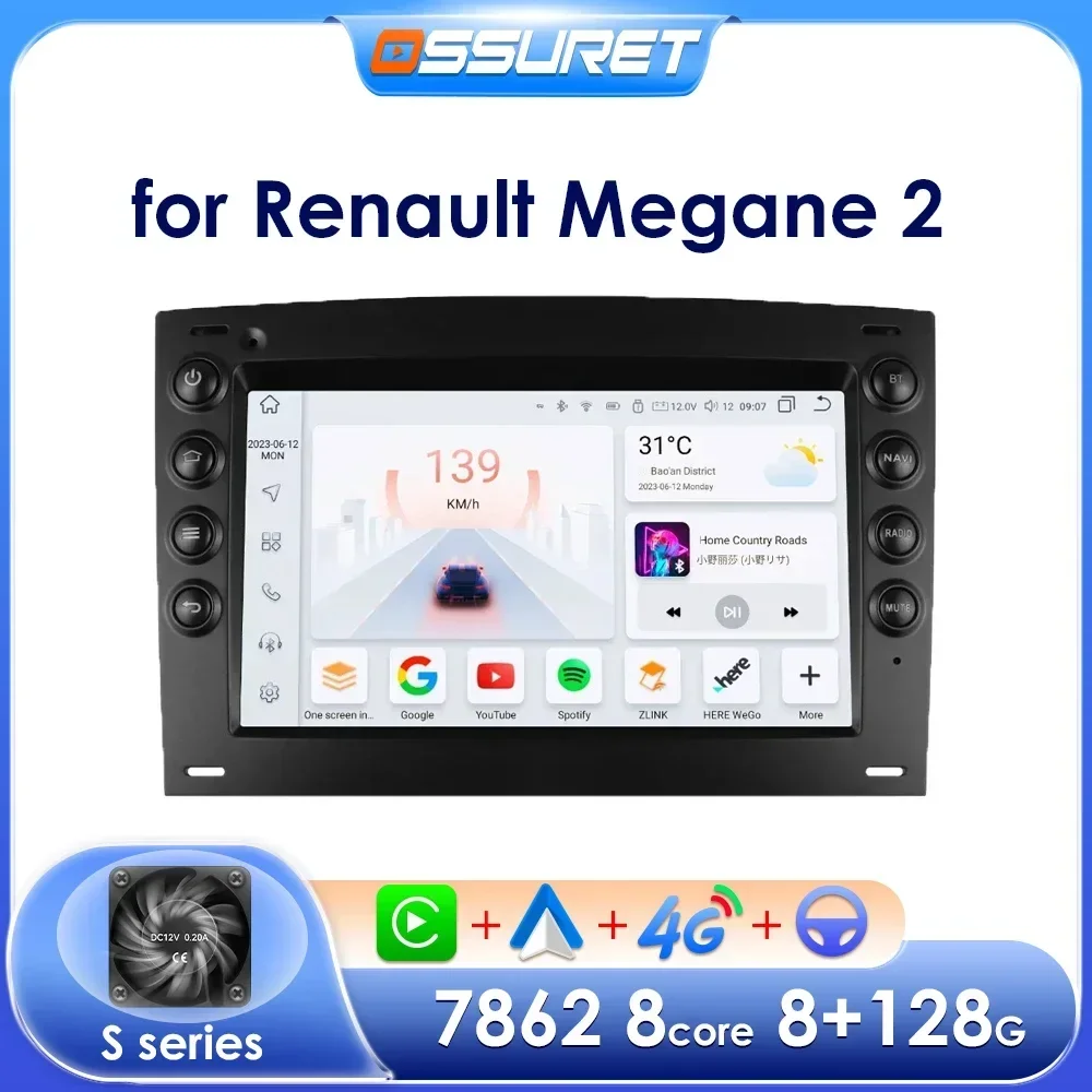 Android car Radio for Renault Megane 2 2002 - 2009 Radio Car Multimedia Video Player GPS Stereo Carplay DSP 2din Head Unit 7862