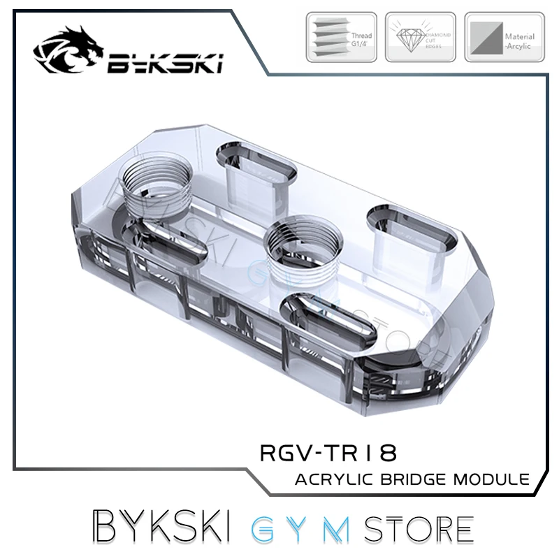 

Bykski Distro Plate Waterway Board Регулировочный модуль, акриловый с 20-миллиметровым адаптером со смещением вверх и вниз RGV-TR18