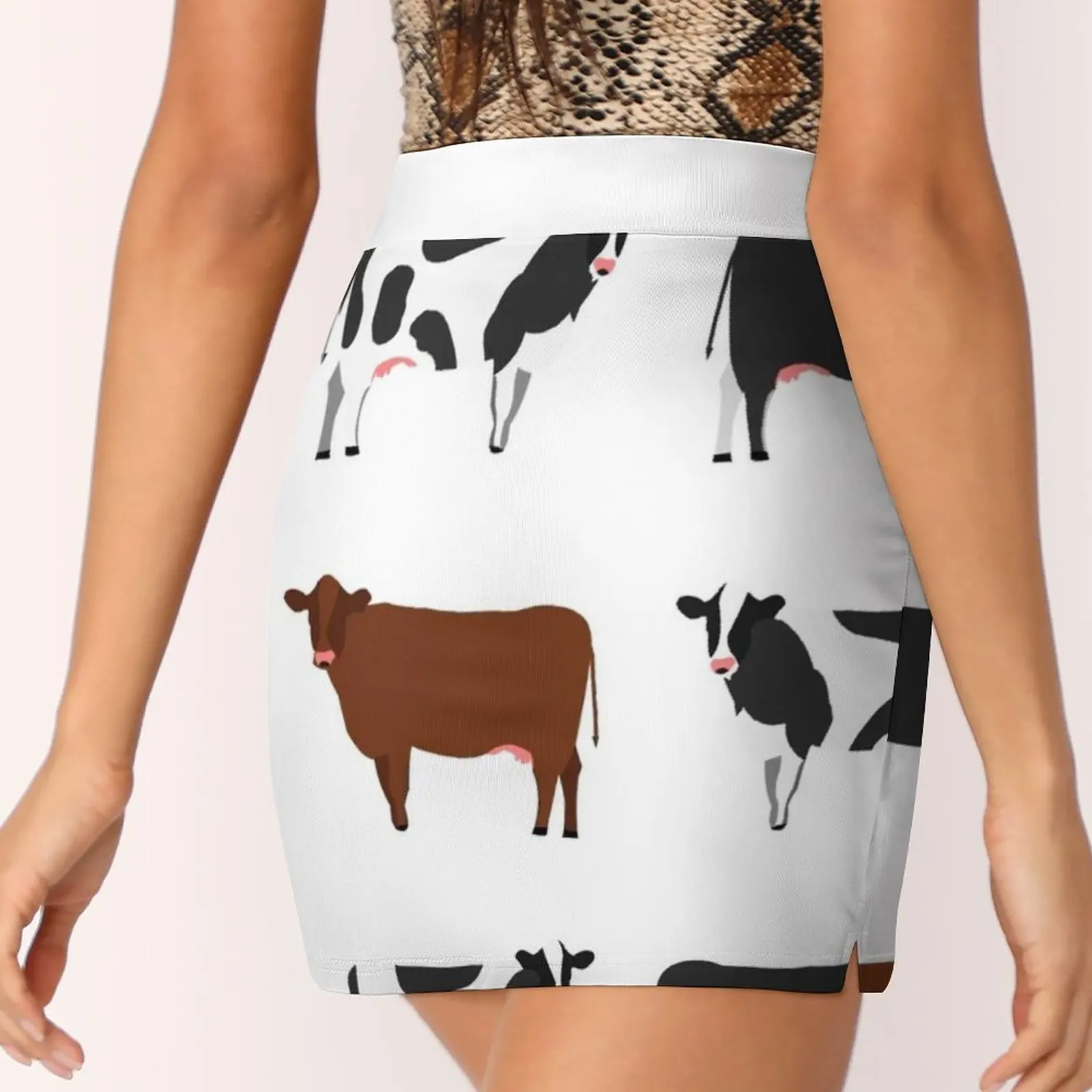 Bonito vacas saias mulher moda 2022 calças saia mini escritório saia curta vaca vaca padrão de vacas animais animais