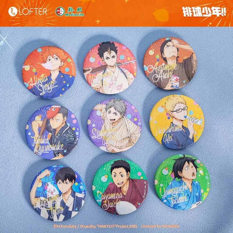 

Haikyuu!! Shoyo Hinata Tobio Kozume Kenma Asahi Azumane Ryunosuke Tanaka Daichi Official Authorization Fire Show Series Badge
