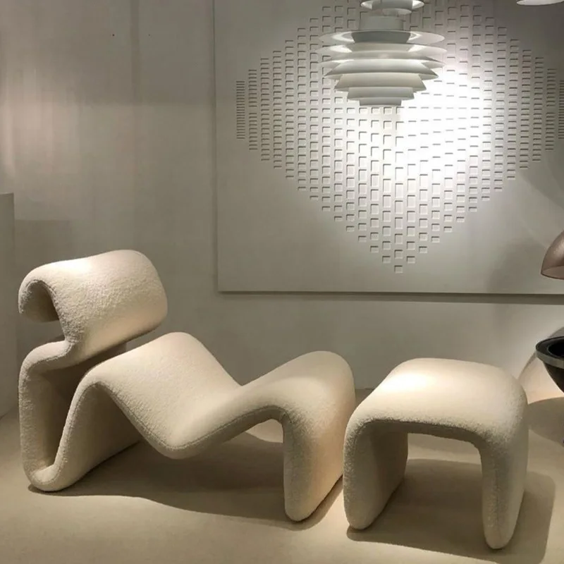 NONE Chaise longue pliante en fibre de verre, lignes abstraites créatives de styliste nordique, chaise de loisirs irrégulière, canapé de balcon