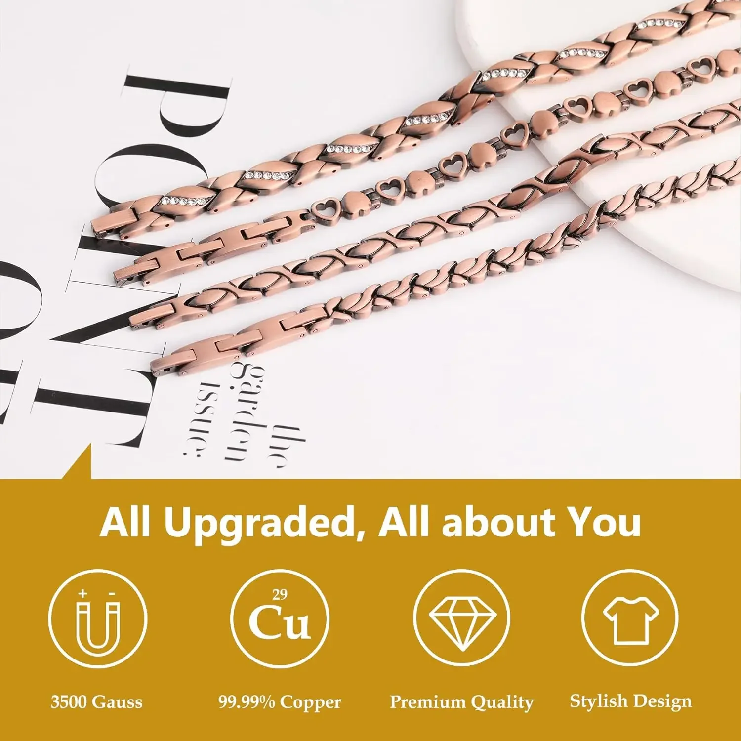 Women's Pure Copper Magnetic Bracelet, Health Gift Set
