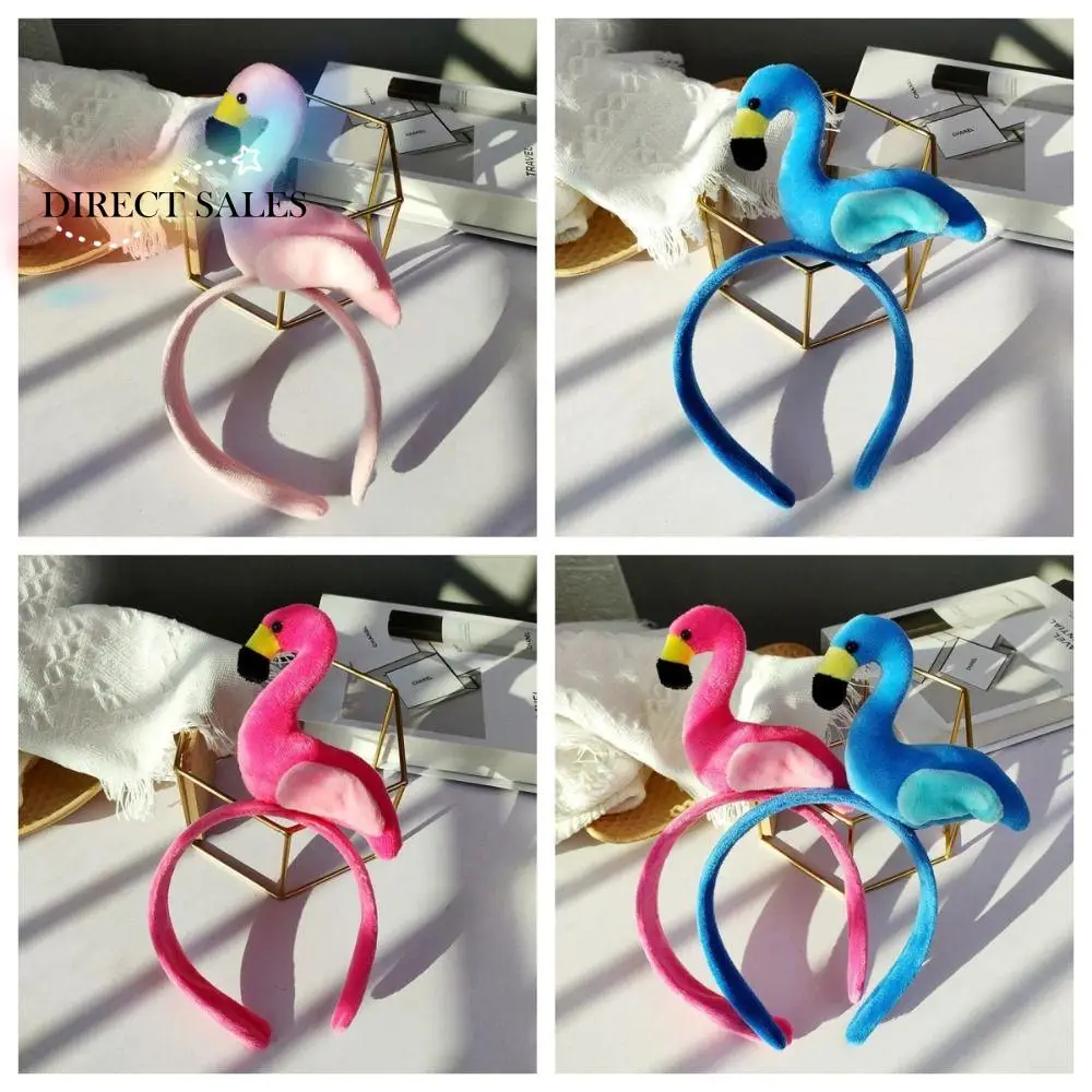 

Creative Animal Flamingo Headband Korean Style Hair Accessories Animal Hair Hoop Headpiece Wash Face Plush Hair Hoop Daily