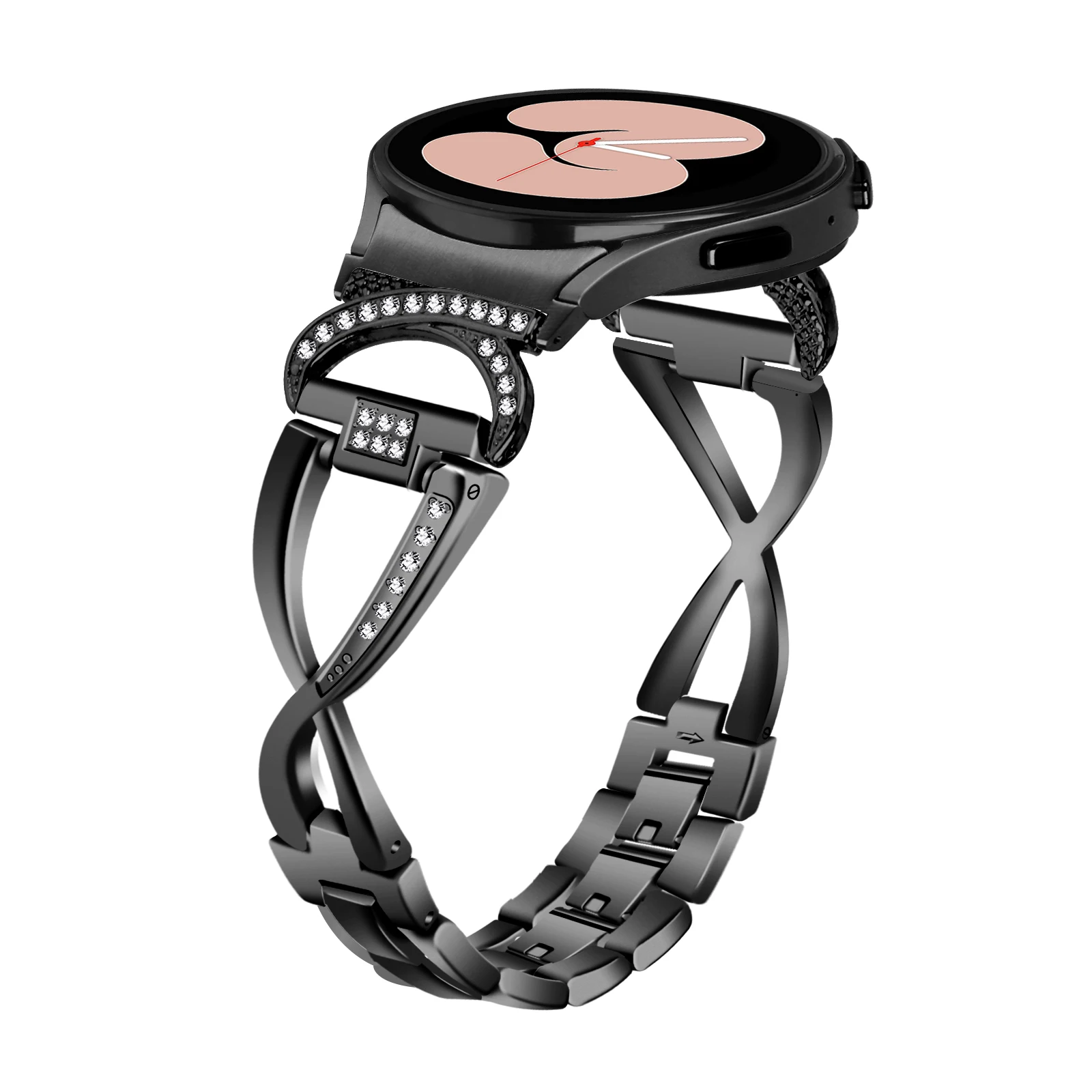 삼성 갤럭시 워치 4 5 6 7 FE 40mm 44mm/워치 4 6 클래식 42mm 46 43mm 47mm/5 Pro 45mm 밴드 팔찌용 노 갭 다이아몬드 스트랩