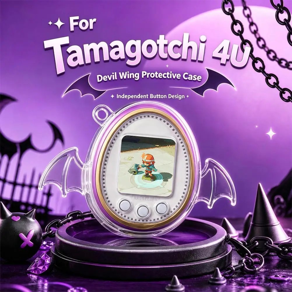 PC Protective Case For Tamagotchi 4U Detachable Devil Angel Wings Hard Cover Shockproof Anti-Scratch Virtual Pet Machine Shell