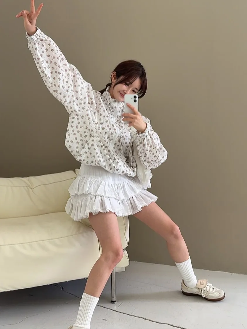 

Lightweight Floral Print Stand Collar Women's Summer Sun Protection Jaet Loose Fit Zipper Casual Versatile Top