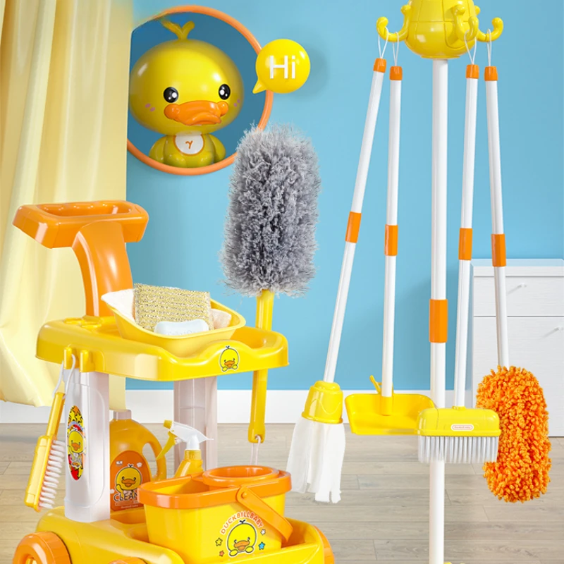 Children sweeping toys broom set dustpan baby cleaning broom