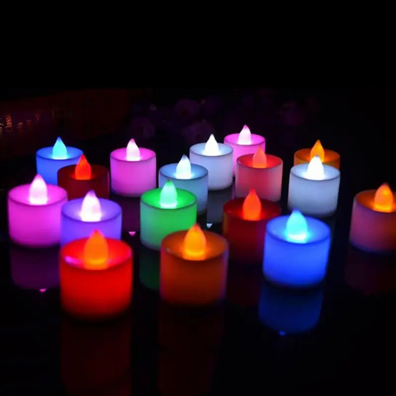 3-1Pcs Colorful LED Candles Battery Operated Flameless Tealight Fake Candles Lamp Wedding Birthday Party Home Decoration Lights