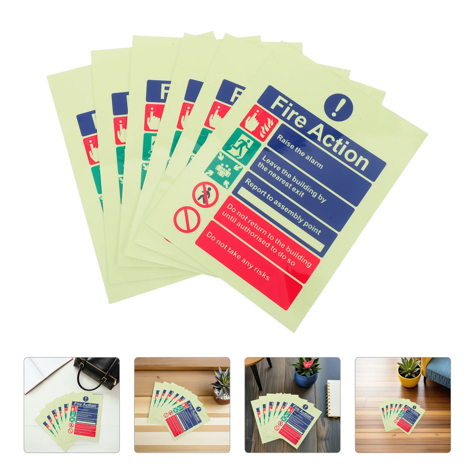 6 قطعة 15X20 سنتيمتر توهج في ملصق السلامة ذاتية اللصق علامة خروج الطوارئ لمكتب مستودع المدرسة مصنع #1