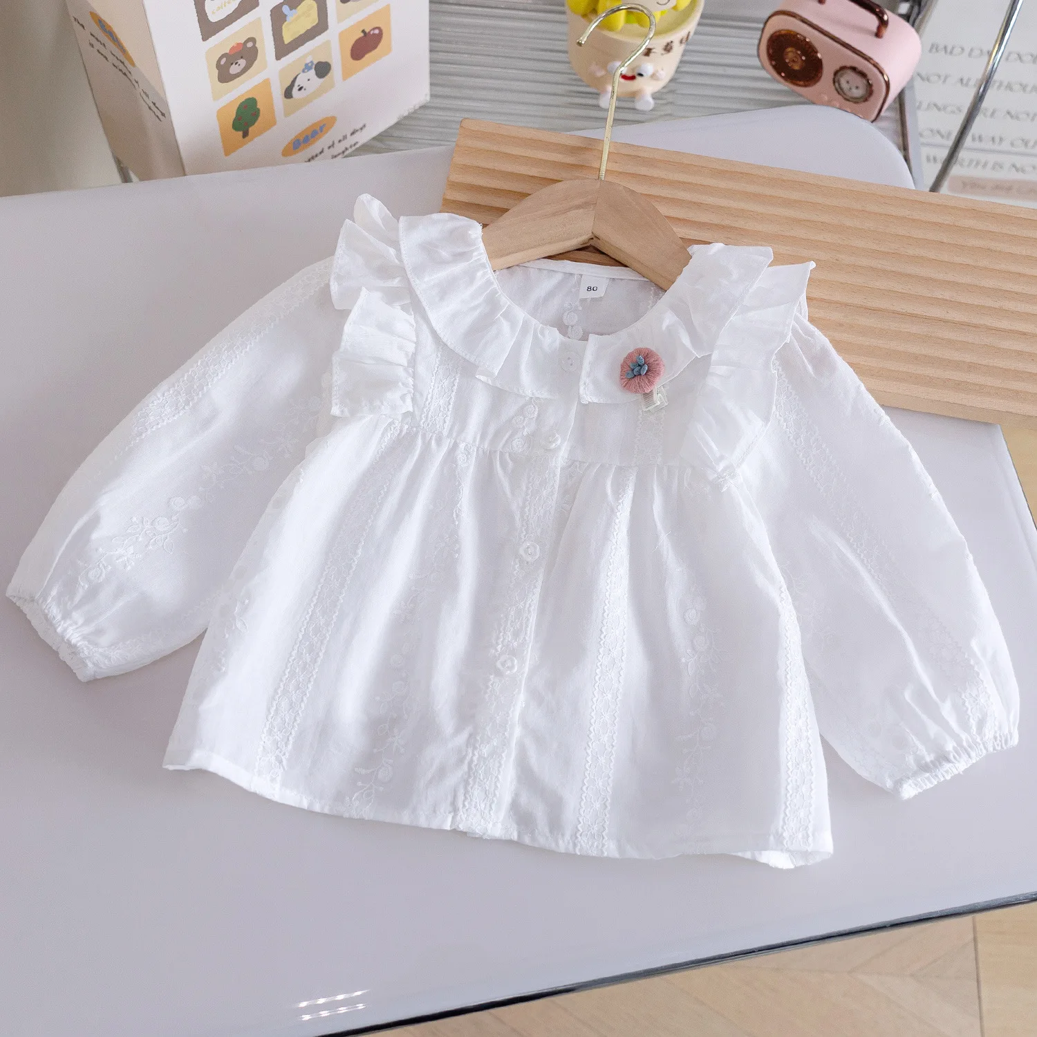 camisa-coreana-estilo-ocidental-para-meninas-nova-colecao-primavera-outono-2026-camisa-branca-versatil-de-algodao-blusa-casual-com-gola-peter-pan-para-bebes-meninas