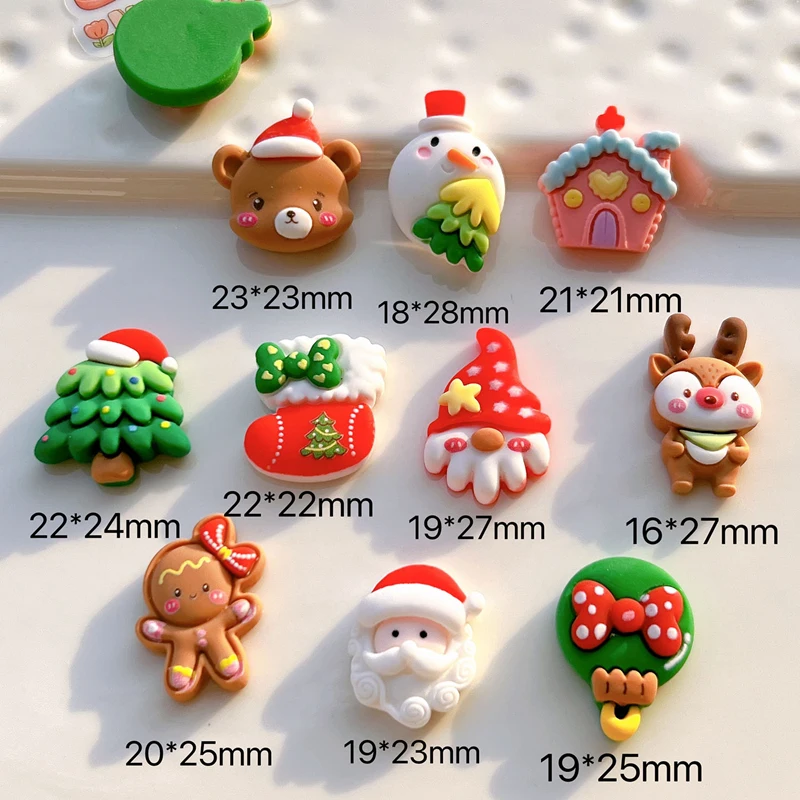 10 Pcs New Cute Mini Christmas Series Flat Back Resin Cabochons Scrapbooking DIY Jewelry Hairpin Craft Decoration Accessorie