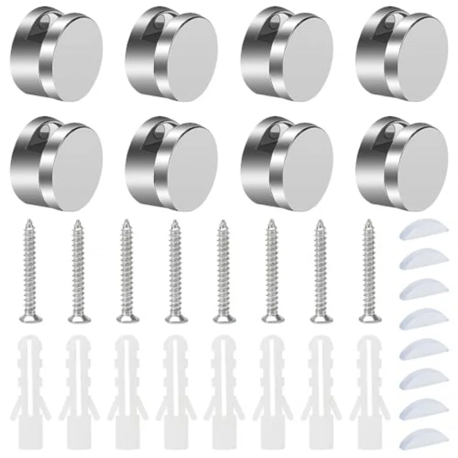YIXISI 8 Pièces Clips Miroir 3-4 mm, Pinces à Verre en Alliage de Zinc, Supports de Fixation pour Miroir, Clips Miroir, avec B