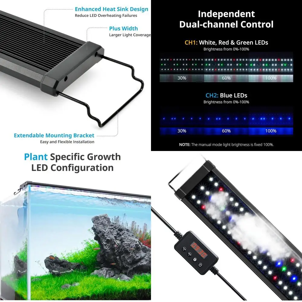 

Светодиодный светильник для аквариума с таймером, 27 Вт, для аквариумов 36-48 дюймов, цикл дневного и ночного света