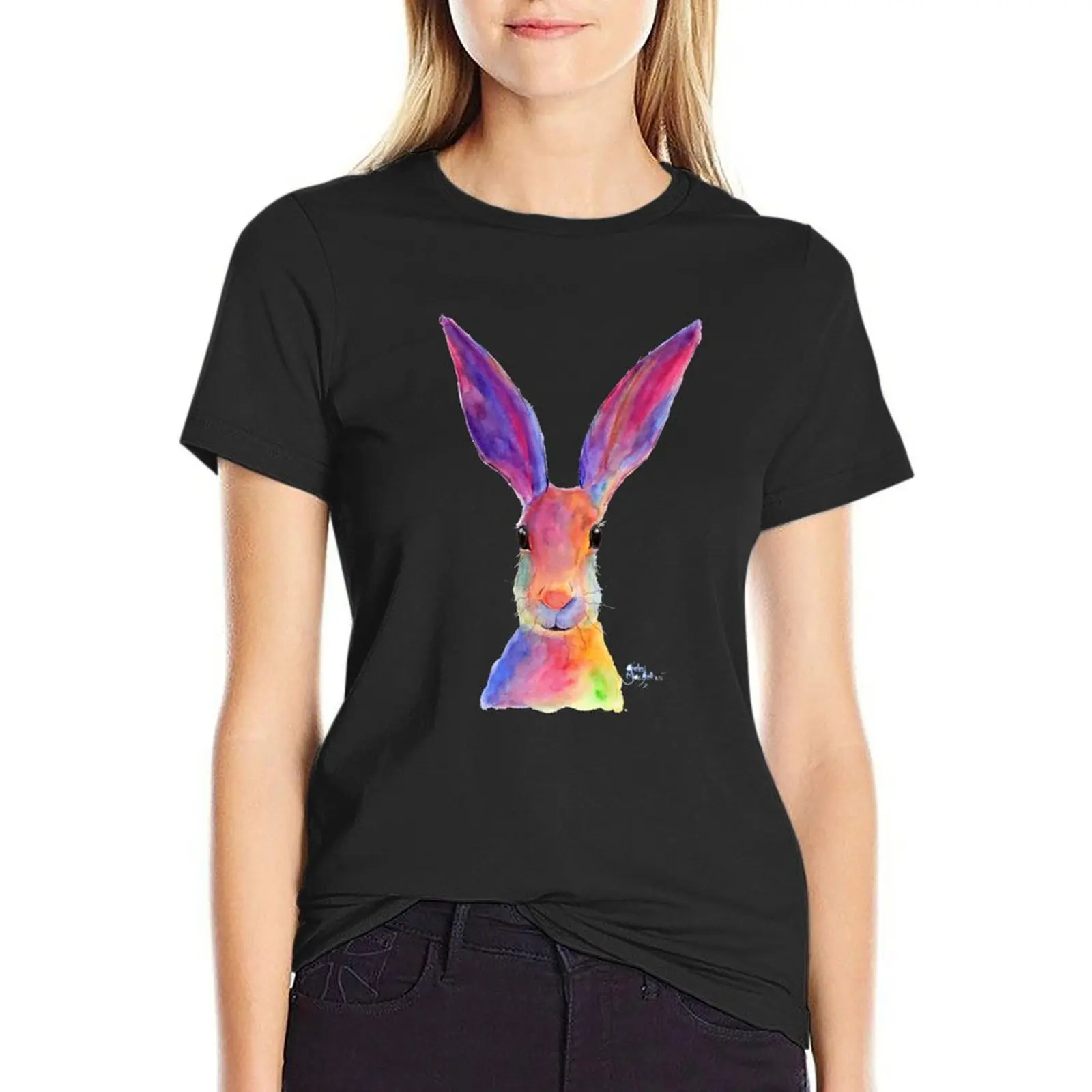 HARE RaBBiT PRiNTS 'JELLY BEAN' BY SHIRLEY MACARTHUR T-Shirt kawaii clothes t-shirts for Women graphic tees