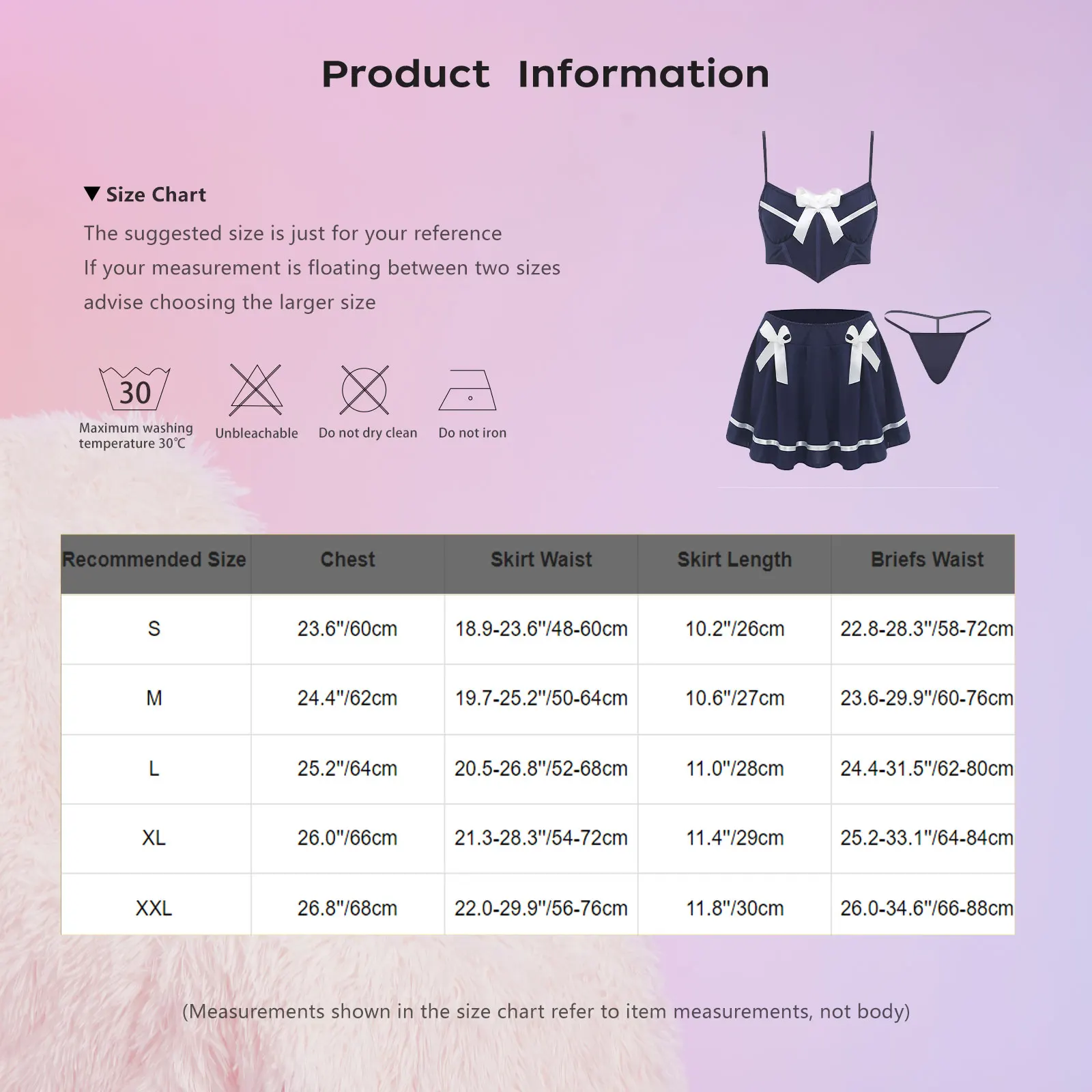 

Womens Sweet Anime Schoolgirl Lingerie Set Push Up Underwire Crop Tops +Pleated Skirt+Thong Set for Romantic Date Nights