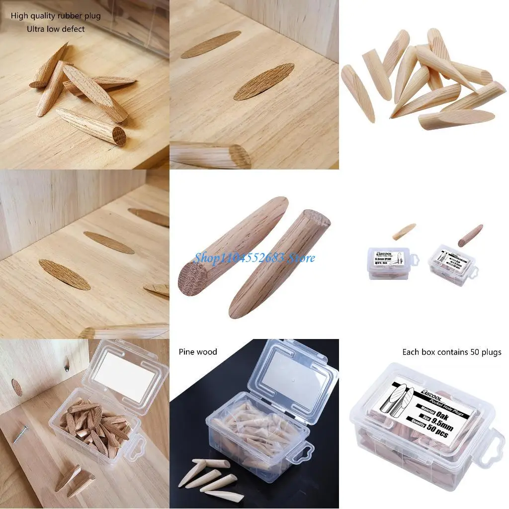 

Y6GD Micro-Pocket Jig Plugs with Storage Box 50 Pieces Solid Hole Plug 9.5mm Jig Woodworking Tool Pine & Oak 50 Pcs
