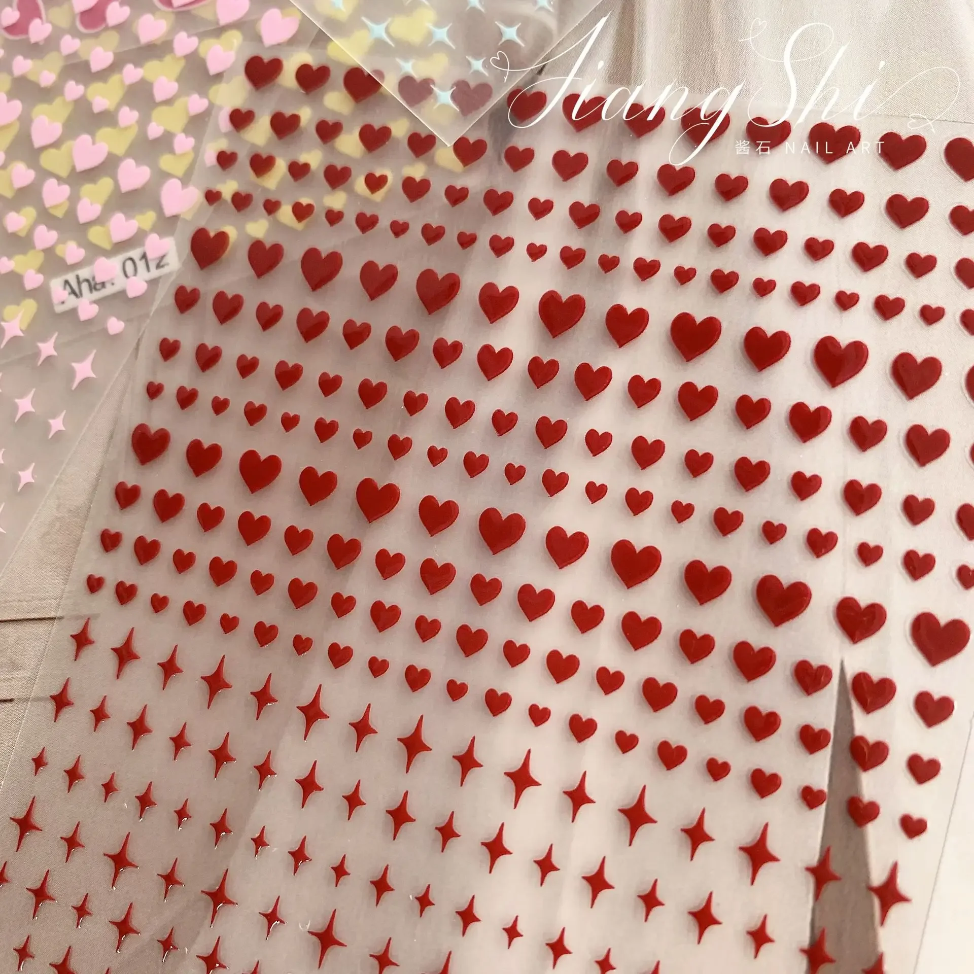 1pcs 3D Nail Art Sticker Decals Gold Pink Hollow Heart Love Pattern Adhesive Sticker Wraps Tip Decoration Manicure Nails Design