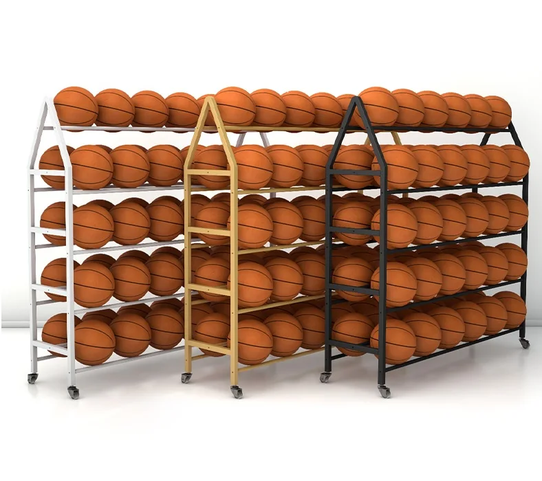 ชั้นวางลูกบอลคุณภาพสูง ชั้นวางลูกบอลความจุสูงพร้อมล้อ อุปกรณ์ฝึกซ้อมวอลเลย์บอล ฟุตบอล บาสเกตบอล