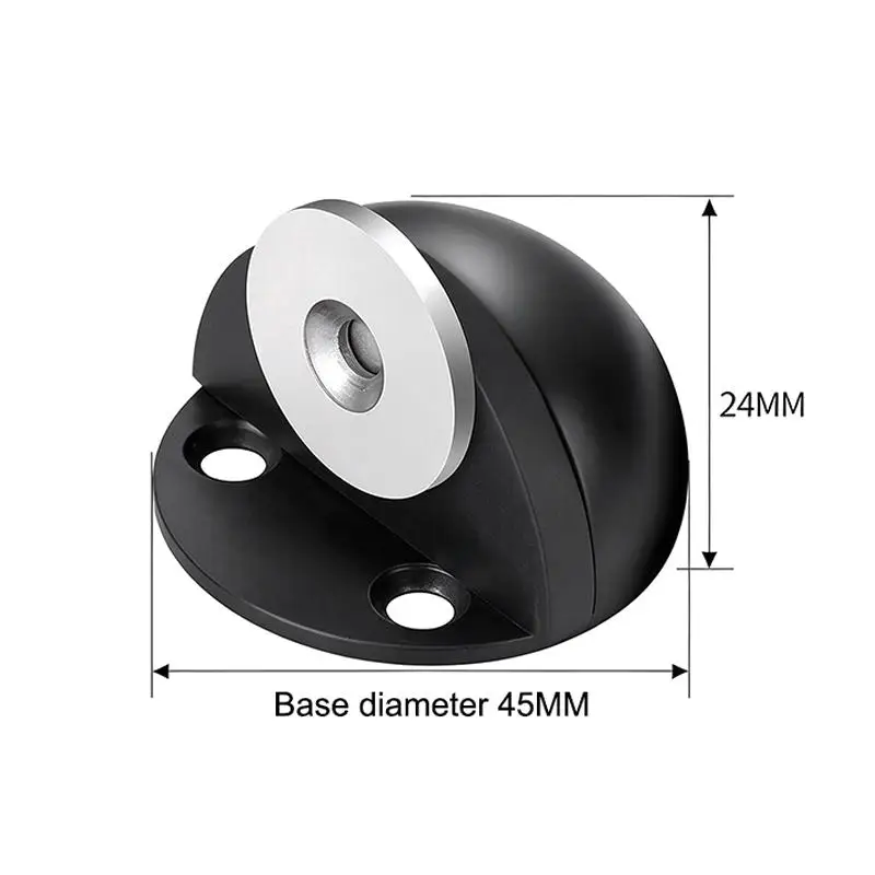 1 Set Magnetic Door Stopper Nail-free Non-drilling Stainless Steel Rubber Door Stop for Bathroom Bedroom Interior Doors