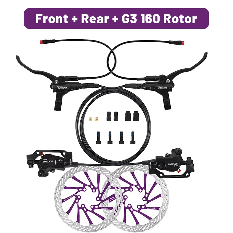 BUCKLOS Power Off elektrische fietsremmen 2-zuiger met G3-rotor E-bike hydraulische schijfremset aluminium fietsremmen