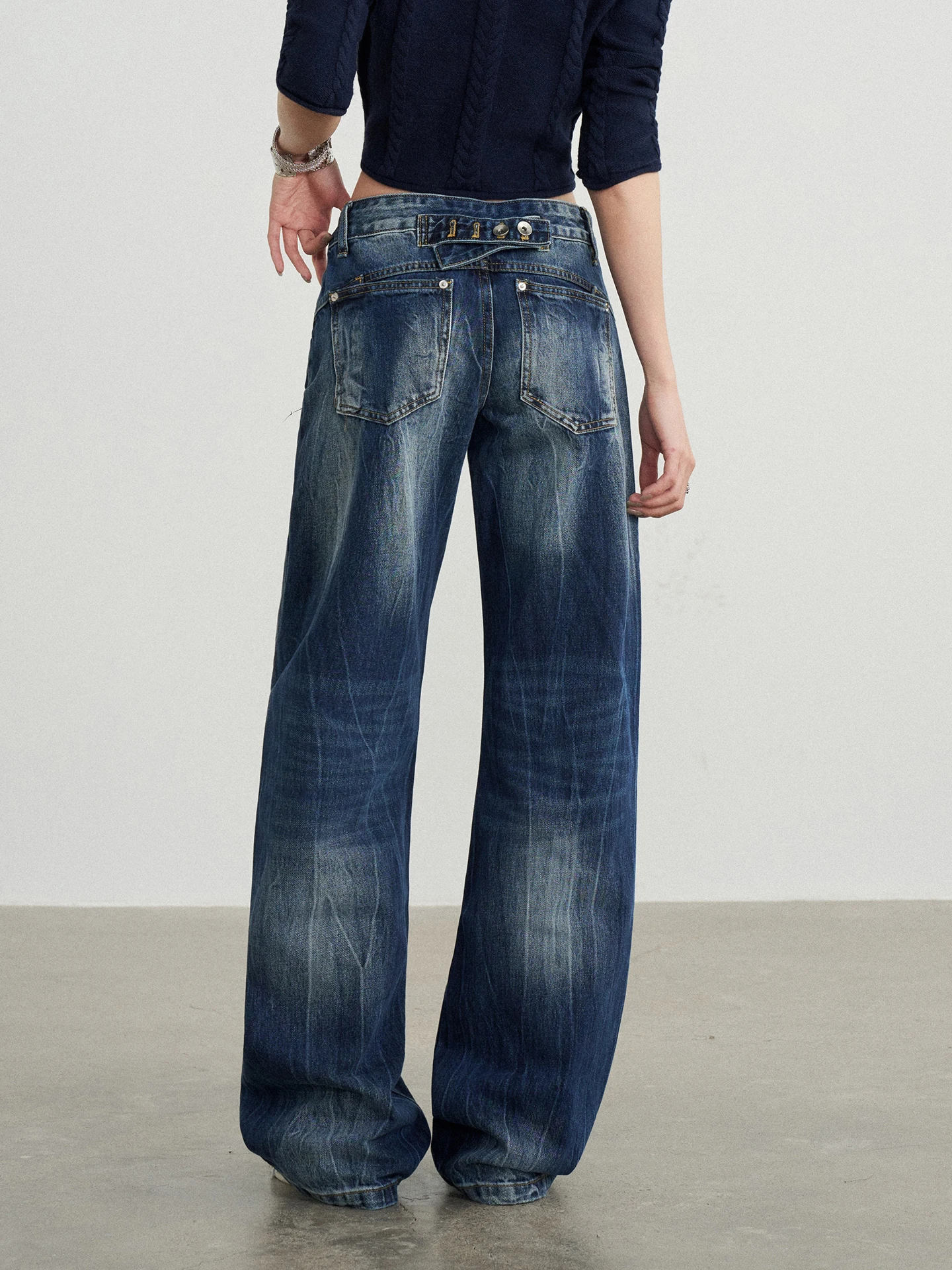 TGXQ Retro Heavy Duty Straight Leg Jeans Women's Low Waist Denim Pants Burst Pattern Paris Buckle New 2026 American Lightning...