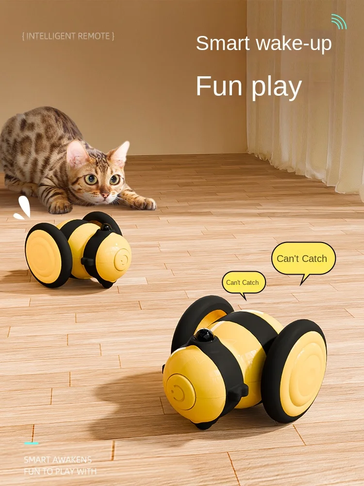 Cat Toy Little Bee Smart Running Car Self-Hi Relieving Stuffy Electric Cat Toy Kitten into Cat Teaser Supplies