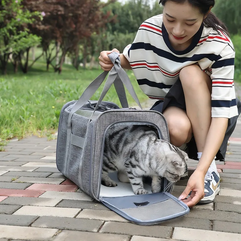 

2024 Newest Small Dog Bag Breathable Portable Cat Bag Outgoing Bag Portable Foldable Car Pet Cat Cage Pet Out Handbag