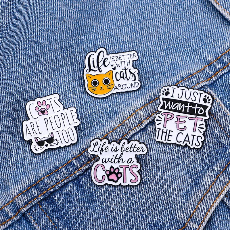 

Cute Cat Enamel Brooch Pet Animal Footprints Sunglasses White Cat Life Better With Cat Cartoon Metal Badge Punk Pin Jewelry Gift