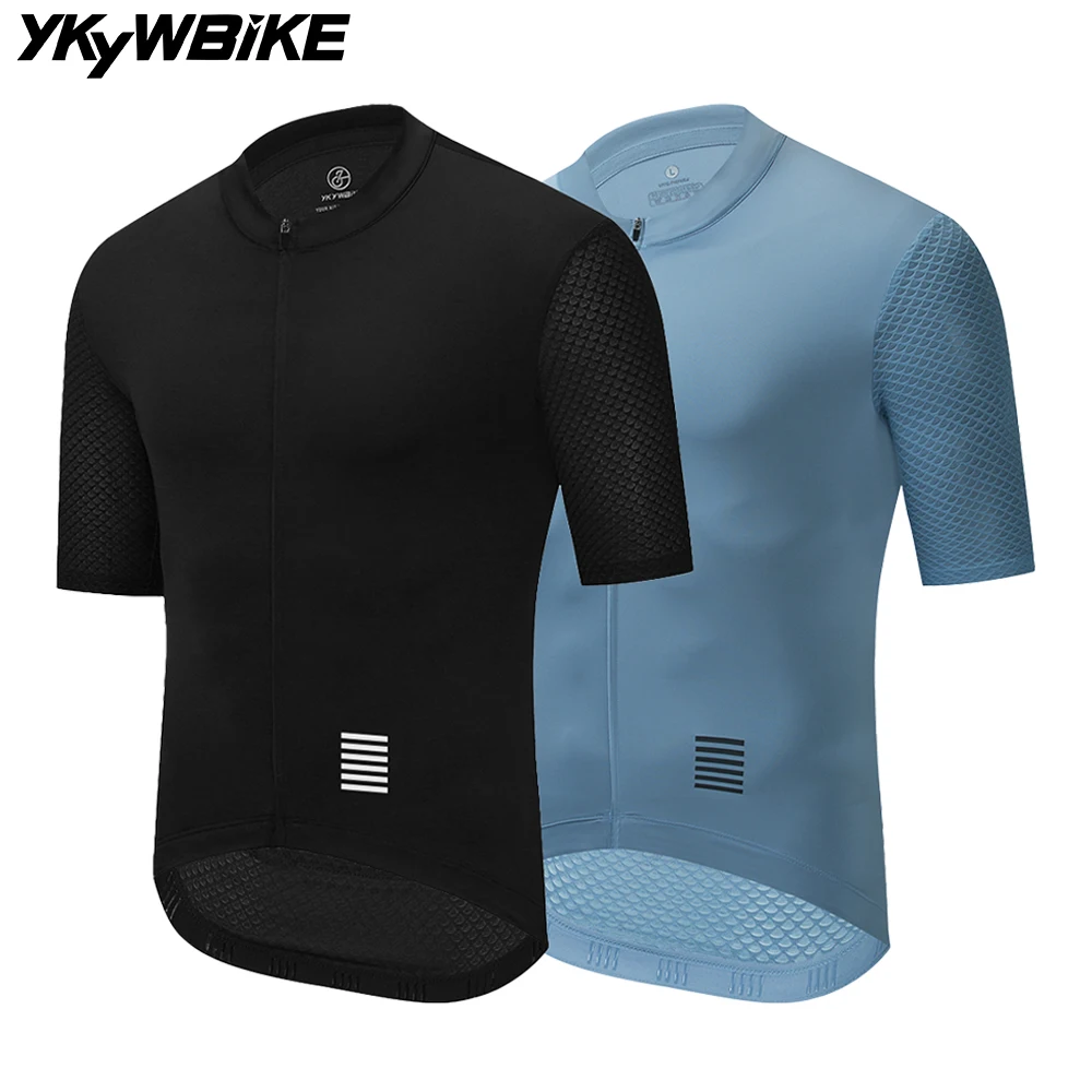 YKYWBIKE Men Cycling Jersey Short Sleeve Reflective Summer MTB Maillot Shirt Downhill Jersey Pro Team Mountain Bicycle Clothing