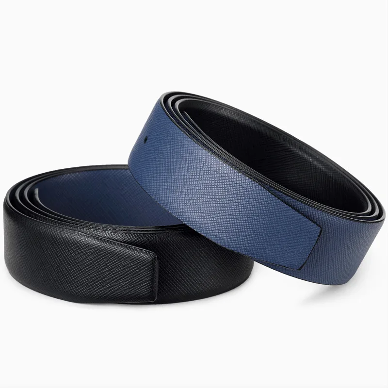 Ceinture vierge en cuir véritable de vache pour hommes, 3.4cm, Design Double face, couche supérieure de luxe, remplacement pour sans ceinture de tête, bricolage