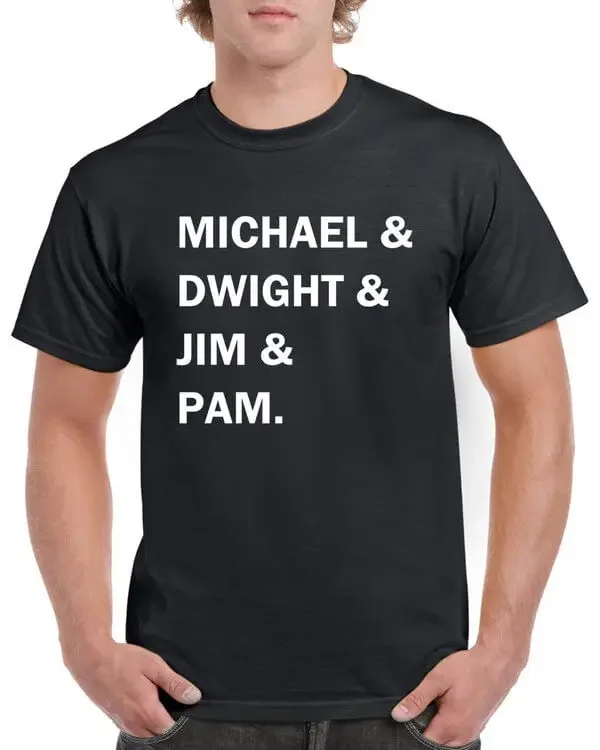 Michael Scott Dwight Schrute Pam Beesly Jim Halpert. Funny TV Show T-Shirt 100% Cotton O-Neck Short Sleeve Casual Mens T-shirt