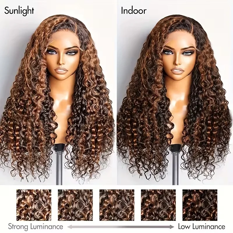 1B30 Highlight Curly Human Hair Wigs 13X6 Hd Lace Front Wigs Brazilian Deep Wave Pre Plucked Hairline Pre Cut Lace 5x5 Glueless Wigs