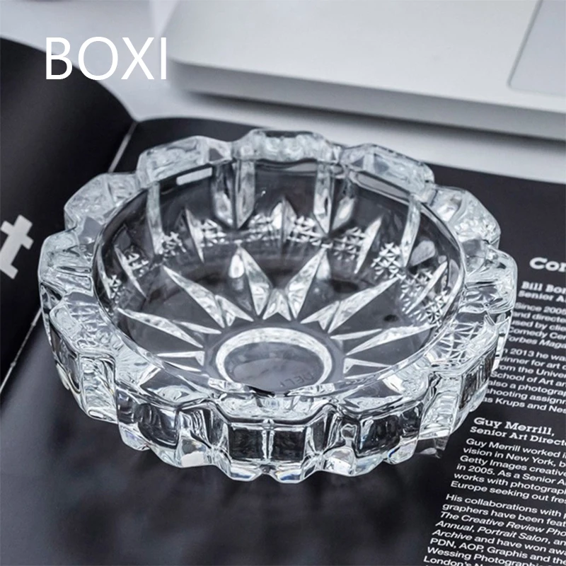 BOXI Light luxury grand living room personalized transparent hotel ashtray minimalist high-end ashtray, office crystal ashtray