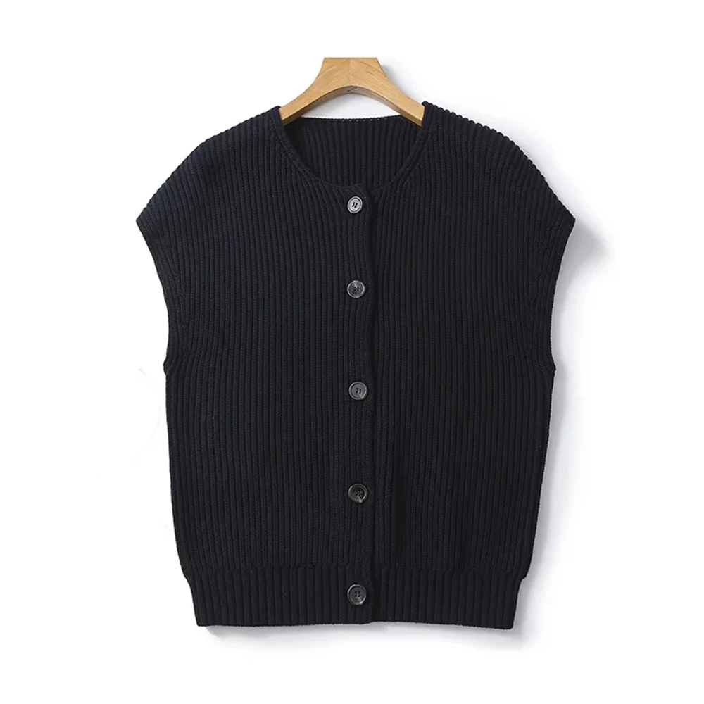 Cos Lris2024 autumn new casual fashion knit sweater single breasted solid color vest vest female 05616665407