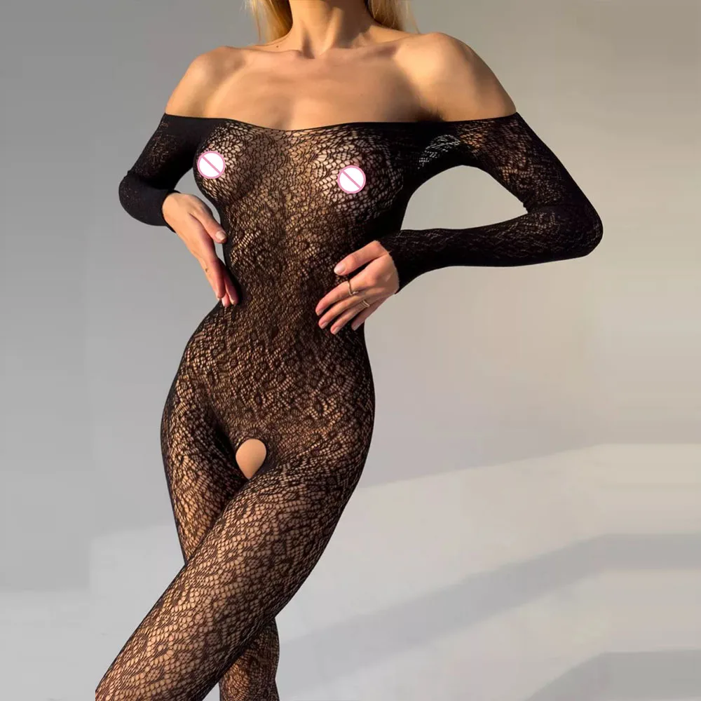 

Sexy Crotchless Lingerie For Women Fishnet Teddy Bra Set Erotic Costumes Stretch Mesh Hollow Bodystockings Female Underwear Sets