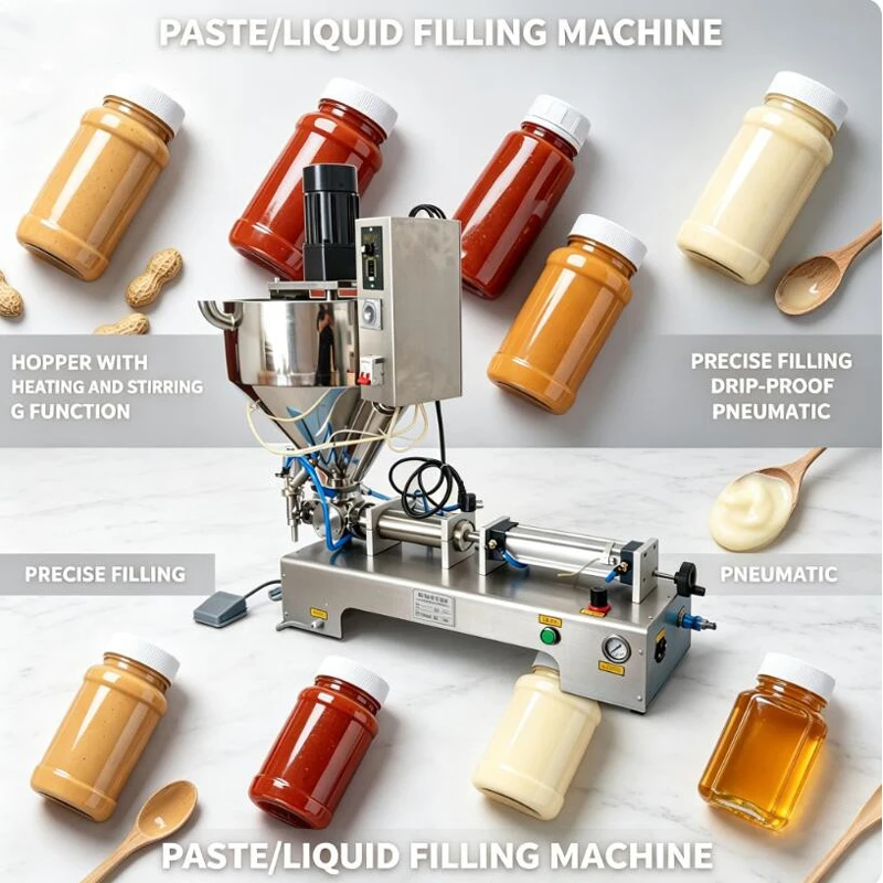 Quantitative Heating Stirring Pneumatic Automatic Filing Machine For Sauces Lotion Filling Machine