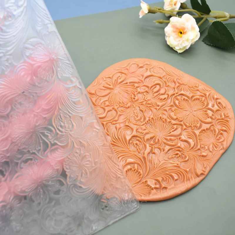 1PC Wave Polymer Clay Texture Stamp Sheet Silicone Scrapbooking Clear Stamps Mat DIY Embossing Art Clay Pottery Tool Seal Emboss