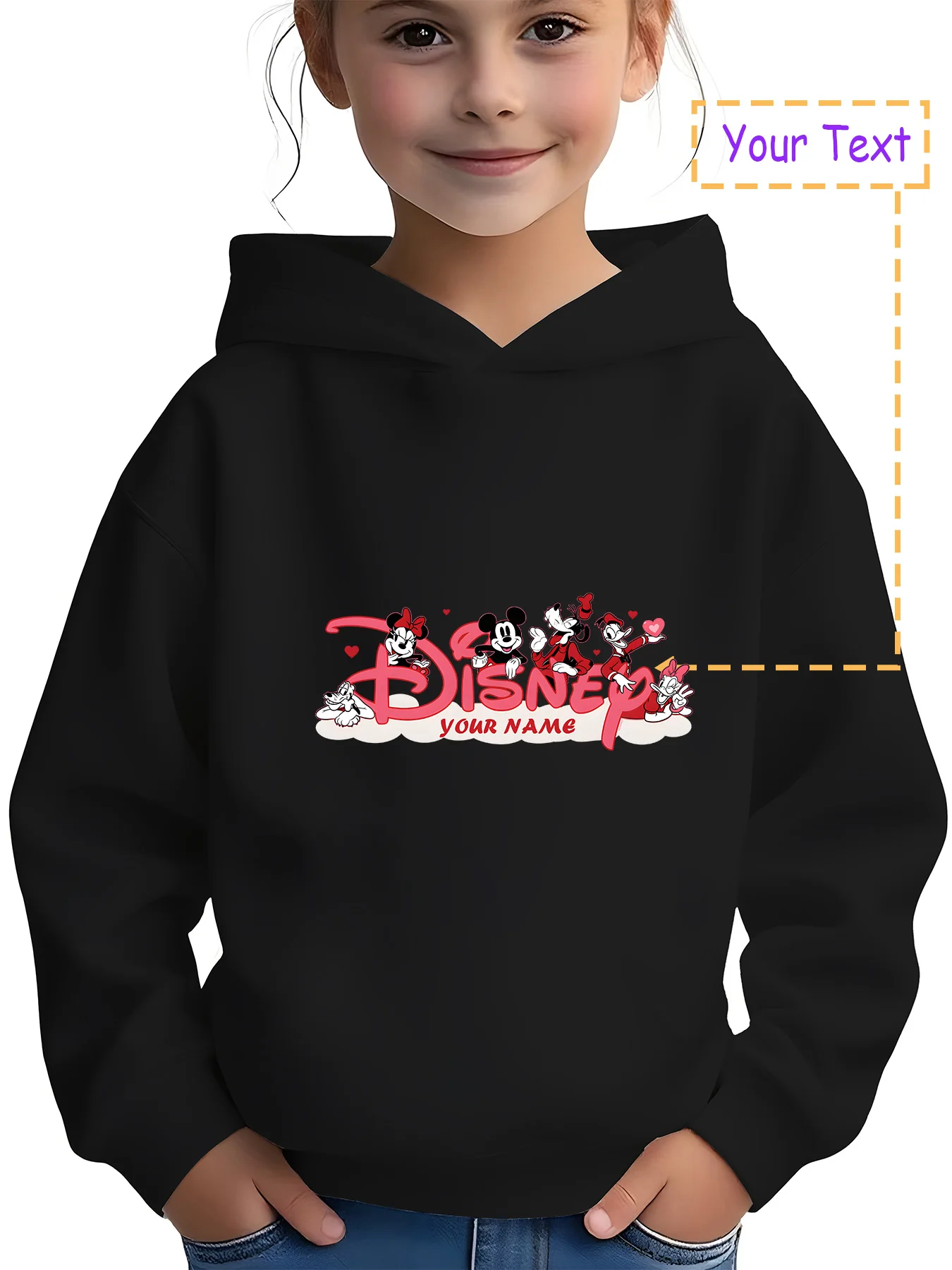 

MINISO Disney classic character children's hoodie - Mickey, Minnie, and other characters surround the letter, sweet and cute sty